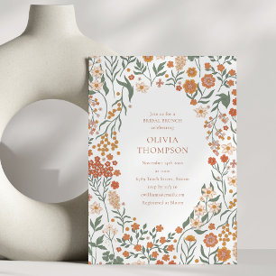 Terracotta Wildflower Rust Sage Fall Bridal Brunch Invitation