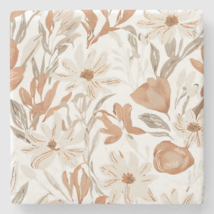 Terracotta Wildflower Rustic Boho Drink Accessory Stone Coaster