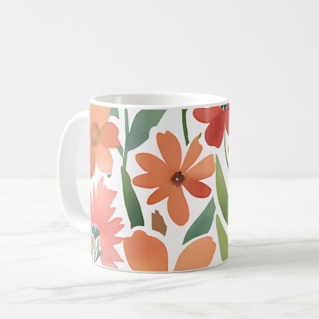 Terracotta Wildflower Rustic Boho Drinkware Coffee Mug (Front Left)