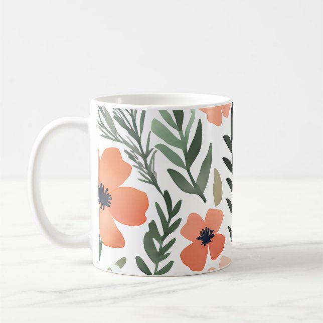 Terracotta Wildflower Rustic Boho Drinkware Coffee Mug (Left)