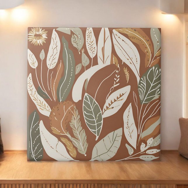 Terracotta Wildflower Rustic Boho Spring Decor Tile (Creator Uploaded)