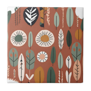 Terracotta Wildflower Rustic Boho Spring Decor Tile