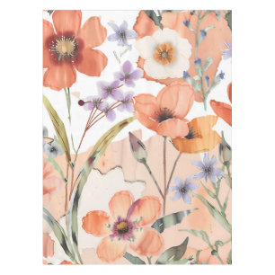 Terracotta Wildflower Rustic Boho Table Decor Tablecloth