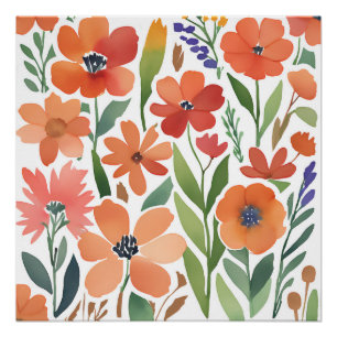 Terracotta Wildflower Rustic Boho Wall Art
