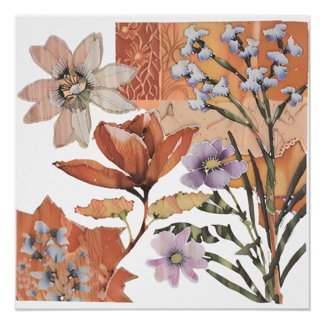 Terracotta Wildflower Rustic Boho Wall Art (Front)