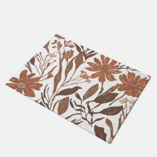 Terracotta Wildflower Rustic Entryway Decor Doormat