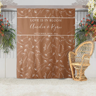 Terracotta Wildflower Sketch Wedding Backdrop Tapestry