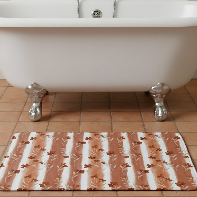 Terracotta Wildflower Stripe Bath Mat (Creator Uploaded)