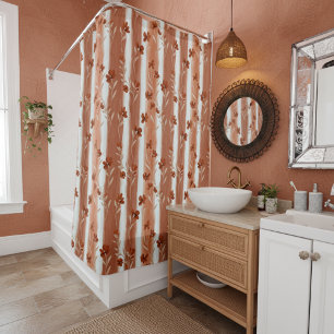 Terracotta Wildflower Stripe Shower Curtain