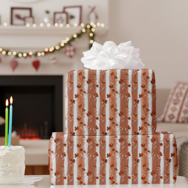 Terracotta Wildflower Stripe Wrapping Paper (Creator Uploaded)