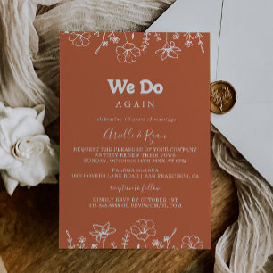 Terracotta Wildflower We Do Again Vow Renewal Invitation
