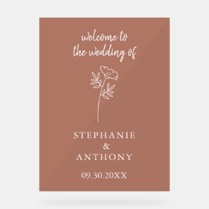 Terracotta Wildflower Wedding Banner Acrylic Sign