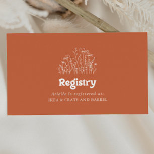 Terracotta Wildflower Wedding Gift Registry Enclosure Card