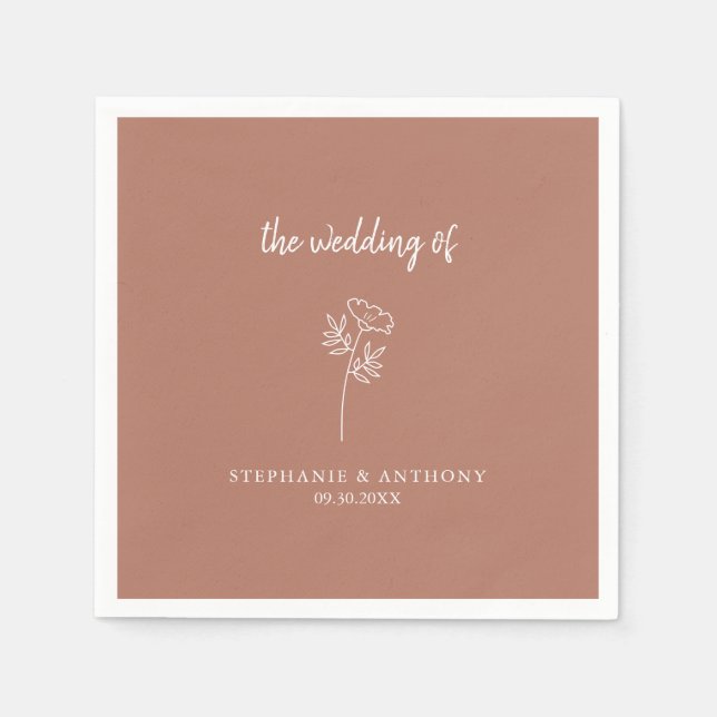 Terracotta Wildflower Wedding Napkins (Front)