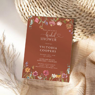 Terracotta Wildflowers Bridal Shower Invitation