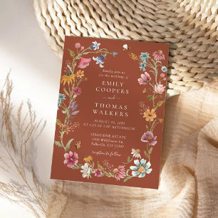 Terracotta Wildflowers Dreams Wedding Invitation
