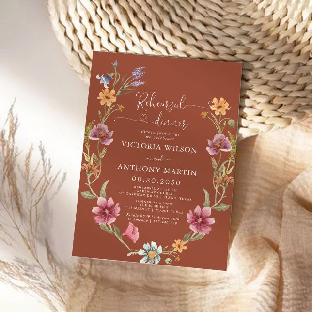 Terracotta Wildflowers Rehearsal Dinner Invitation (Creator Uploaded)