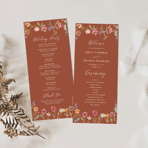 Terracotta Wildflowers Wedding Program Programme