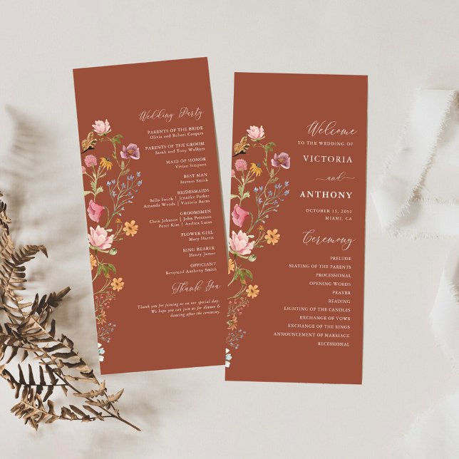 Terracotta Wildflowers Wedding Program Programme (Creator Uploaded)