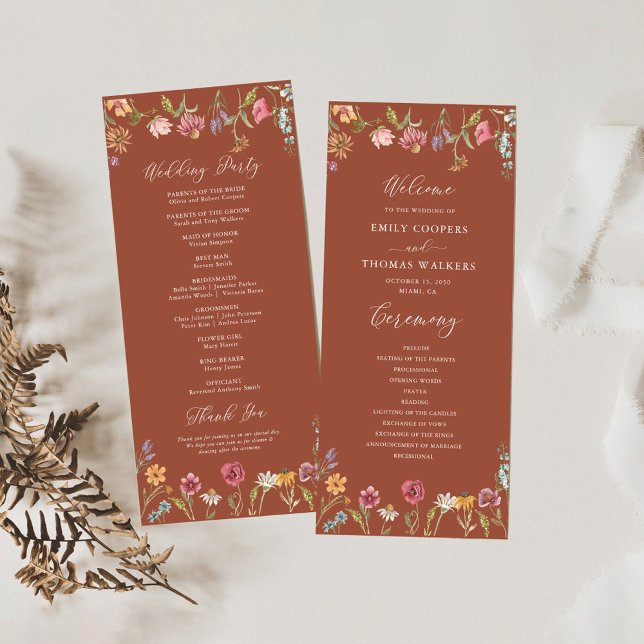 Terracotta Wildflowers Wedding Program Programme (Creator Uploaded)