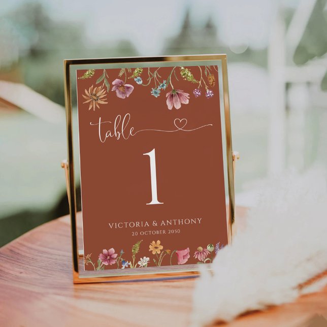 Terracotta Wildflowers Wedding Table Numbers (Creator Uploaded)
