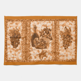Terracotta Wine And Grapes American MoJo Kitchen T Tea Towel