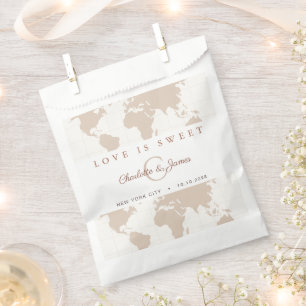 Terracotta World Map Destination Wedding Custom Favour Bags