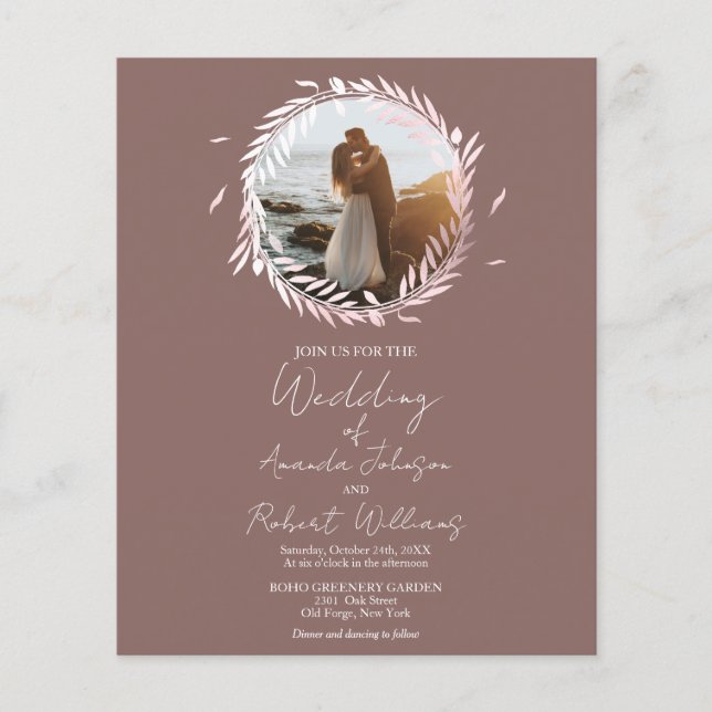 Terracotta Wreath Budget Wedding  Invitation (Front)
