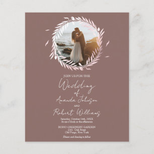 Terracotta Wreath Budget Wedding  Invitation