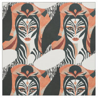 Terracotta Zebra Muse Art Deco Pattern