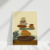 Terracotta Zen Stones Abstract Boho Wall Art Print