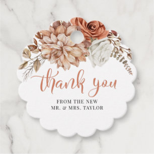 Terracottal Autumn Fall Floral Thank You Favour Ta Favour Tags