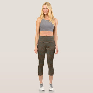 Terrain Pattern Blue 01bx4 Brown BG Capri Leggings