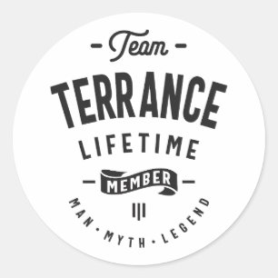 Terrance Lifetime Member Personalised Name Classic Round Sticker