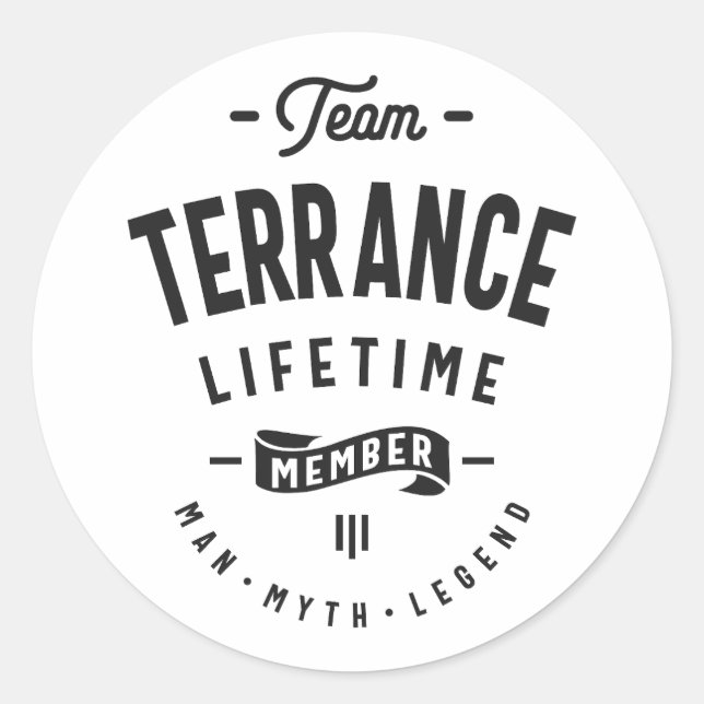 Terrance Lifetime Member Personalised Name Classic Round Sticker (Front)