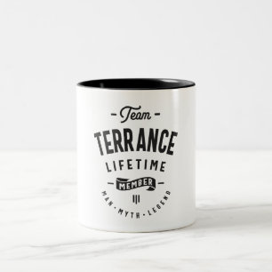 Terrance Lifetime Member Personalised Name Two-Tone Coffee Mug