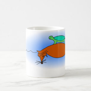 Terrapin floating on a fox mug