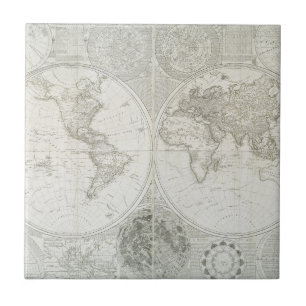 Terraqueous Globe by Samuel Dunn 1787 Tile