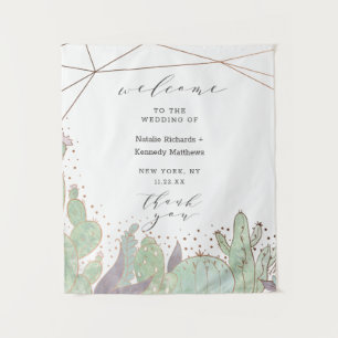 Terrarium Cactus & Succulents Wedding Welcome Tapestry