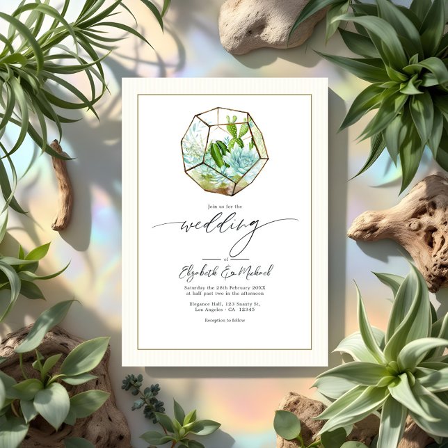 Terrarium Garden Wedding Photo and QR Code Invitation (Terrarium Garden Wedding Photo and QR Code Invitation)