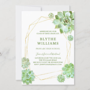 Terrarium Succulents Graduation Party Invitation