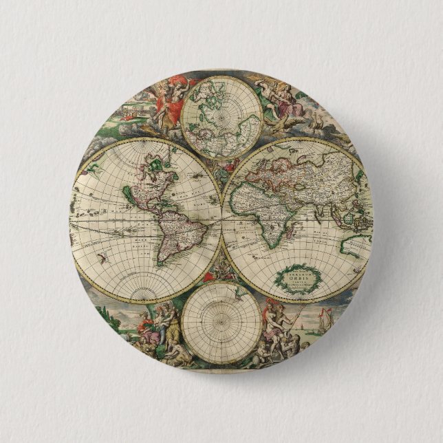 Terrarum Orbis Tabula 6 Cm Round Badge (Front)