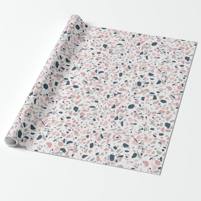 Terrazzo abstract, cute print design wrapping paper (Unrolled)