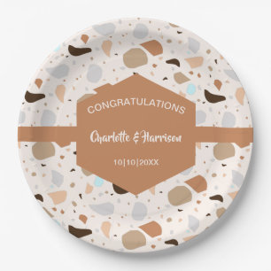Terrazzo Abstract Earthy Modern Paper Plate