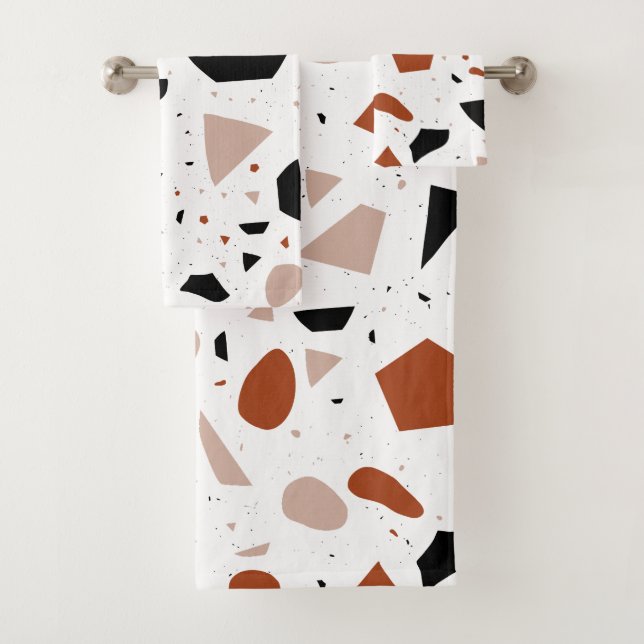 Terrazzo Abstract Geometric Pattern Bath Towel Set (Insitu)
