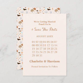 Terrazzo Abstract Modern Earthy Wedding Save The Date