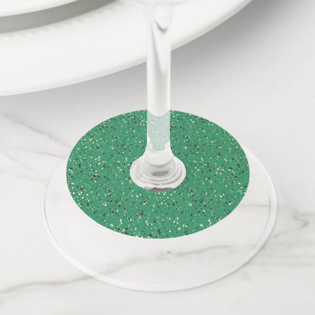 Terrazzo Abstract Pattern Design Wine Glass Tag (Close Up)