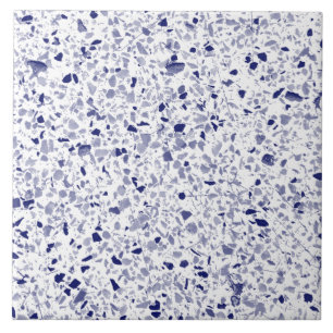 Terrazzo Blue White Minimal Modern Stone Tile