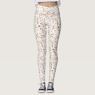 Terrazzo Brown and Beige and White  Leggings
