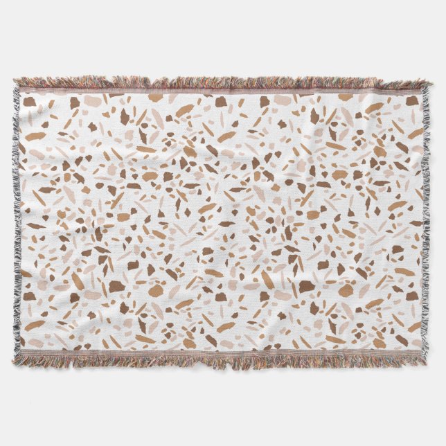 Terrazzo Brown and Beige and White   Throw Blanket (Front)